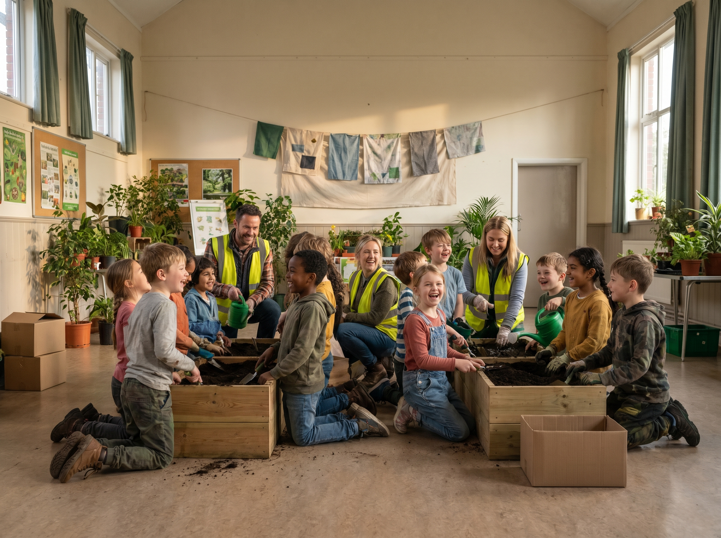 Young students engaged in a Kiwanis-sponsored leadership activity