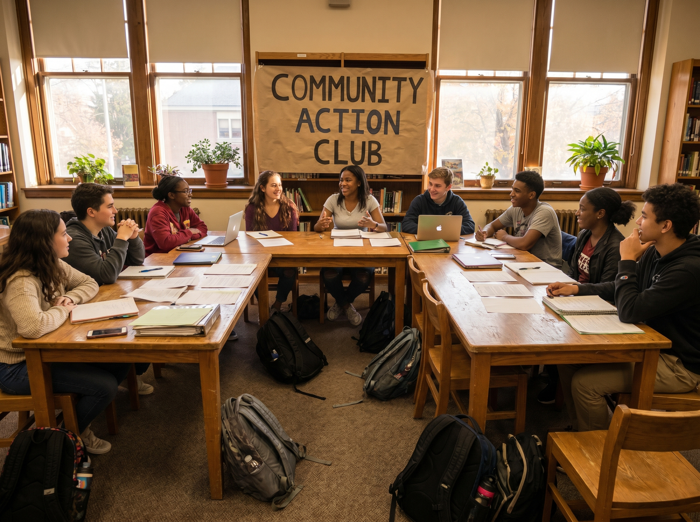 Students participating in a Kiwanis-sponsored youth leadership club